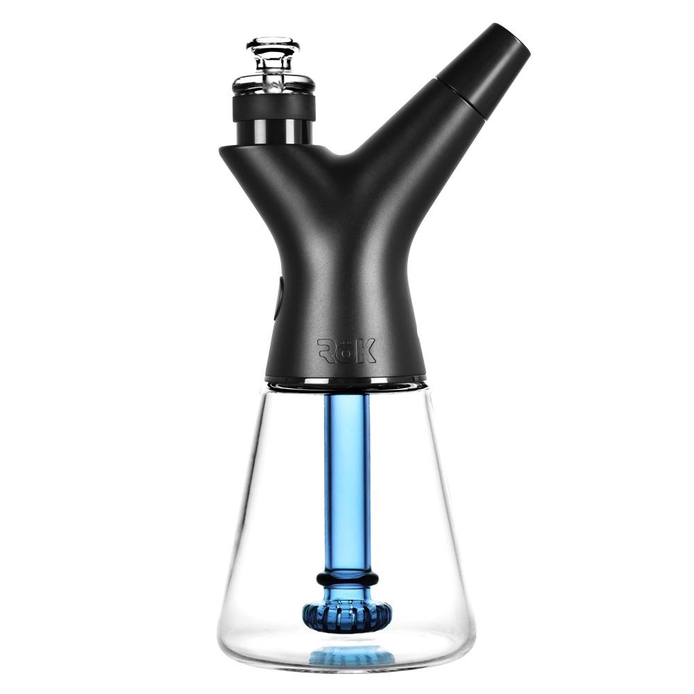 Pulsar RoK Disc Perc Replacement Downstem in clear and black borosilicate glass, front view