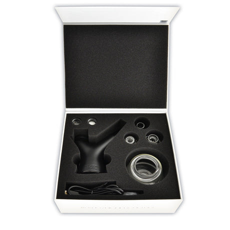 Pulsar RöK Limited Edition Glow-in-the-Dark Electric Dab Rig - Luna, displayed in box with accessories