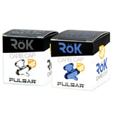 Pulsar RoK Oil Carb Cap packaging for dab rigs, showcasing black and white color options