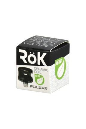 Pulsar RoK Replacement Ceramic Dry Herb Coils, 5 Pack, front box view with one coil visible
