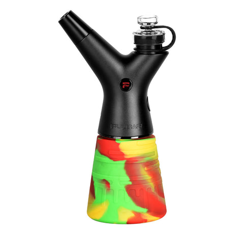 Pulsar RoK Silicone Travel Beaker in Rasta colors, with Storage Puck, front view on white background