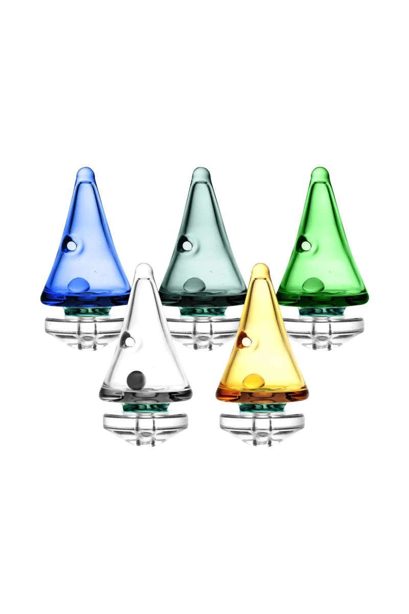 Pulsar RoK Spinning Ball Carb Caps in assorted colors for dab rigs, front view on white background