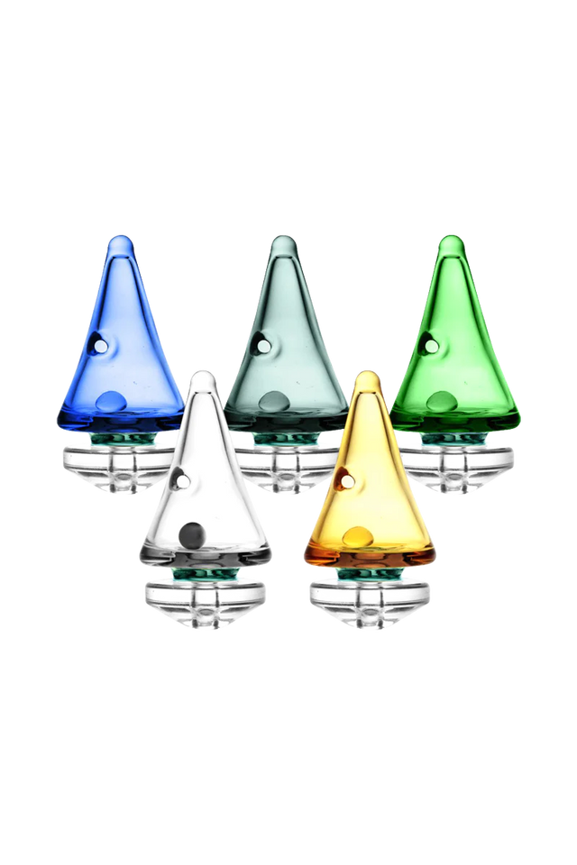 Pulsar RoK Spinning Ball Carb Caps in assorted colors for dab rigs, front view on white background