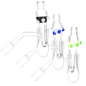 Pulsar Round Bottom Deep Bangers with Colored Caps, 45 Degree Angle, Borosilicate Glass