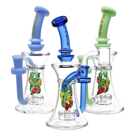 Pulsar Sea Habitat Recycler Dab Rigs in varied colors with intricate marine life designs
