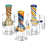 Pulsar Serene Pillars Ash Catcher with colorful tree percolator, 14mm 90 degree angle, front view