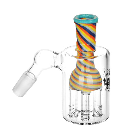Pulsar Serene Pillars Ash Catcher 14mm with colorful swirl design and tree percolator, side view