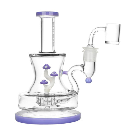 Pulsar Shadow Lurking Shrooms Dab Rig, 7.25" tall, 14mm joint, with banger, front view