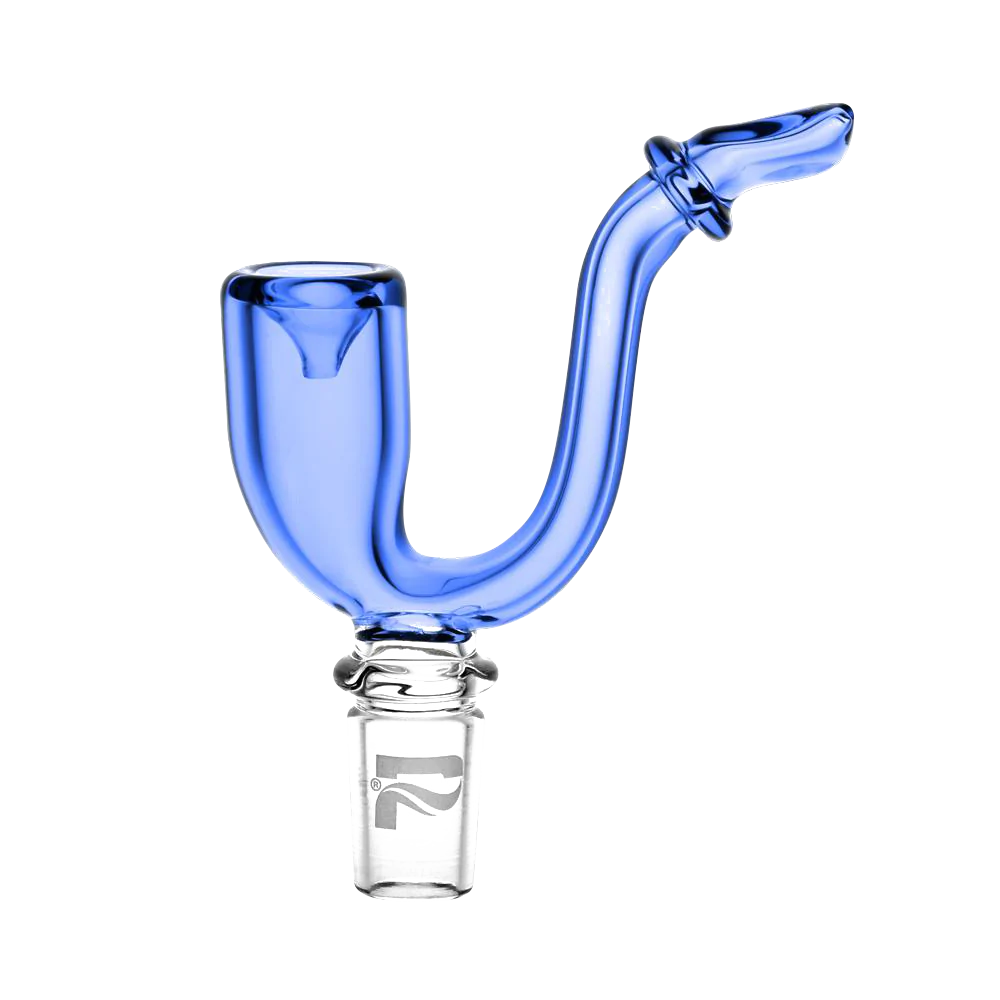 Pulsar Sherlock Deco Blue Glass Bowl Slide for Bongs, 14mm Male Joint, Front View