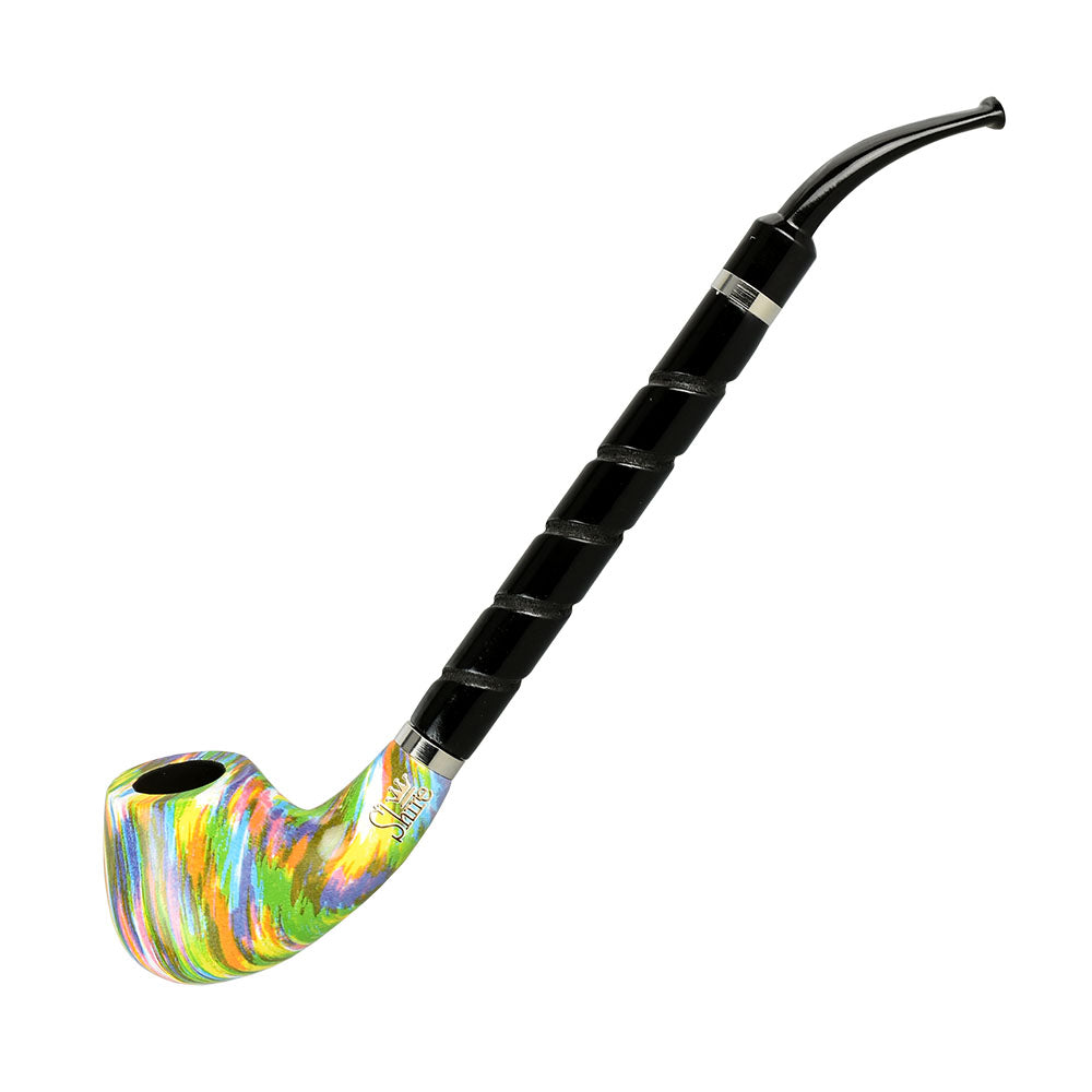 Pulsar Shire Pipes Bent Brandy Rainbow Pipe, 10" Wooden Spoon Pipe for Dry Herbs, Side View