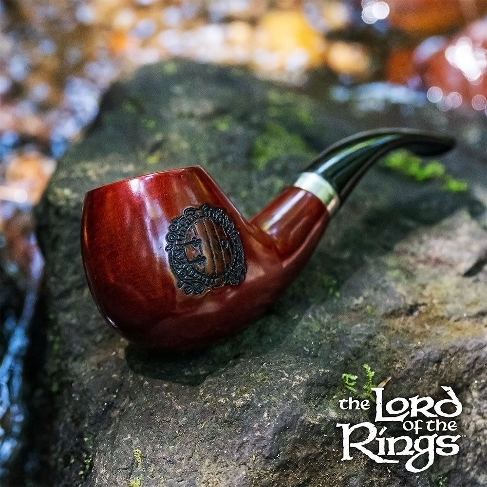 Pulsar Shire Pipes HOBBITON™ Wooden Smoking Pipe with LOTR Engraving on Mossy Rock