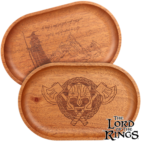 Pulsar Shire x LoTR mahogany wood rolling tray, an officially licensed Pulsar rolling accessory