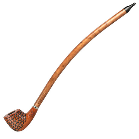 Pulsar Shire Pipes The Archivist, 15" Engraved Wood Churchwarden Pipe, Angled Side View