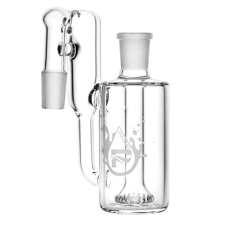 Pulsar Showerhead Recycler Ash Catcher, 90° angle, clear borosilicate glass, side view on white background