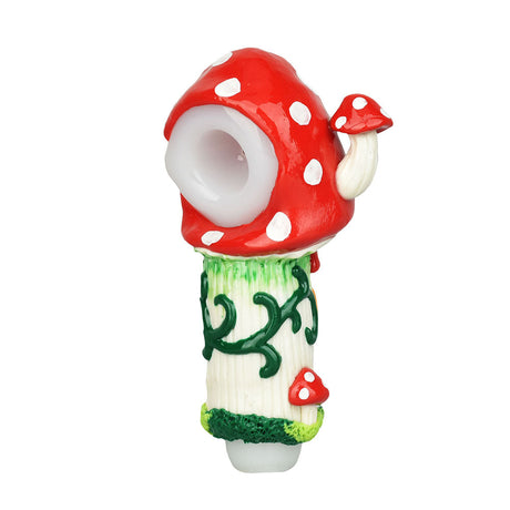 Pulsar Shroom House Spoon Pipe with vibrant mushroom design, front view on white background
