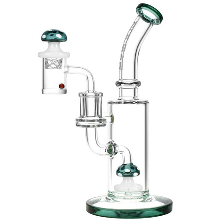 Pulsar Shroom Rig Set with Carb Cap, 8.5" Borosilicate Glass Dab Rig, Front View on White