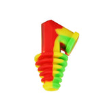 Pulsar Silicone Cart Rig Adapter in Rasta colors, angled view, durable and easy to clean