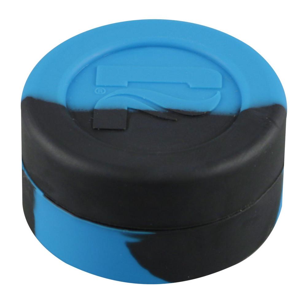 Pulsar Silicone Dab Container in Black and Blue, 7 mL Capacity, Top View