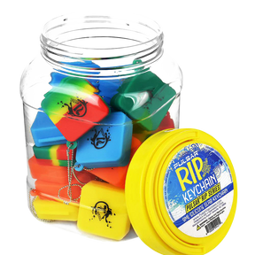 Assorted Pulsar Silicone Dab Slab Containers in a clear jar, compact and portable, 9mL size