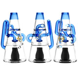 Pulsar Sipper Bubbler Recycler Cups in blue, 6.75" high, borosilicate glass, front and angled views