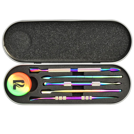Pulsar Six Piece Rainbow Dabber Tool Set in Hard Case, Top View