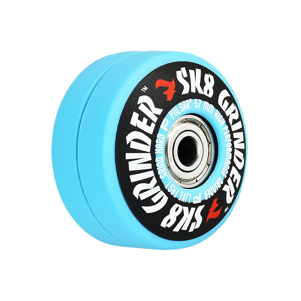 Pulsar SK8 Grinder in Ballin' Blue, compact metal 2.2" diameter, side view on white background