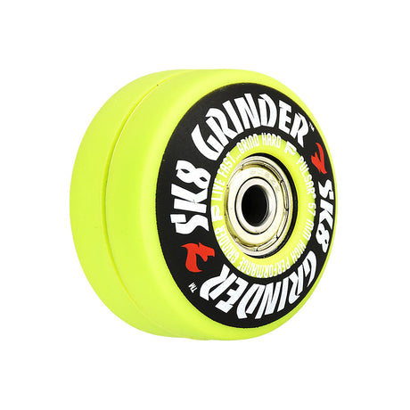 Pulsar SK8 Grinder in Toxic Green, compact 2.2" metal grinder with skateboard wheel design