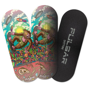 Pulsar SK8Tray with Yeti McShreddy 3D design and magnetic lid, large size, top and side view