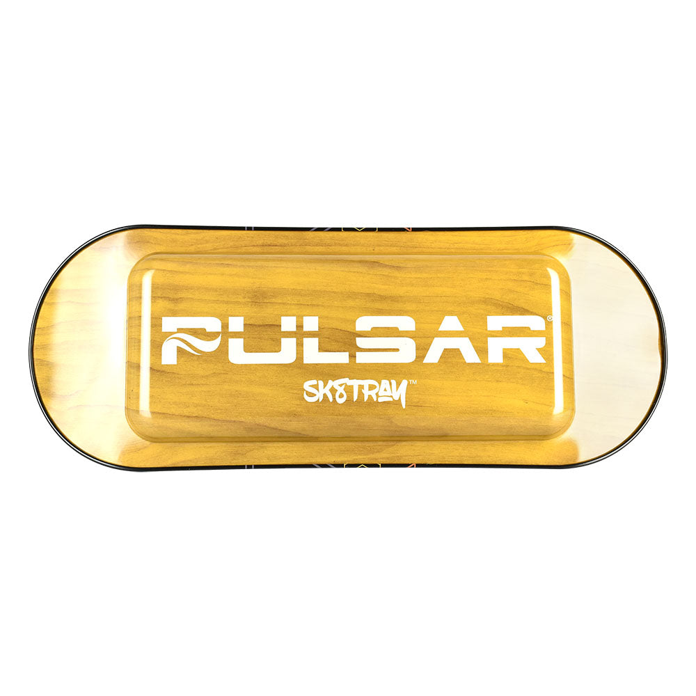 Pulsar SK8Tray Metal Rolling Tray with King Mammoth Design, Large 7.25"x19.75" Size, Top View
