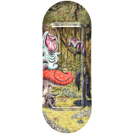 Pulsar SK8Tray Metal Rolling Tray with Malice In Wonderland Artwork - 7.25"x19.75" Top View