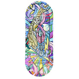 Pulsar SK8Tray Metal Rolling Tray featuring a vibrant Mechanical Owl design, top view on white background