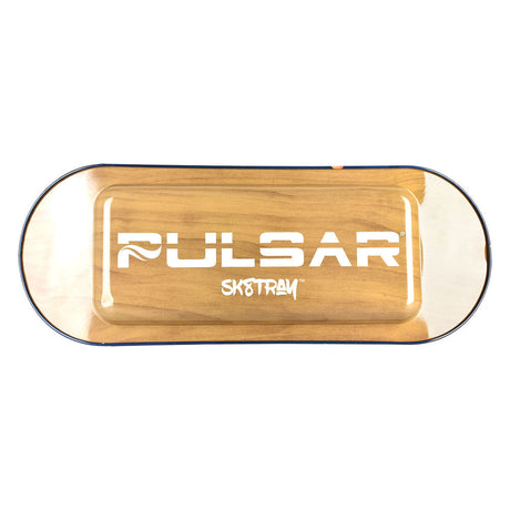 Pulsar SK8Tray Metal Rolling Tray with Pinealien design, 7.25"x19.75", top view on white background