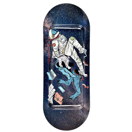 Pulsar SK8Tray Metal Rolling Tray featuring a Super Spaceman design, 7.25" x 19.75" size, on a white background