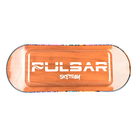 Pulsar SK8Tray Metal Rolling Tray with Zero-G Strip design, size 7.25"x19.75", top view