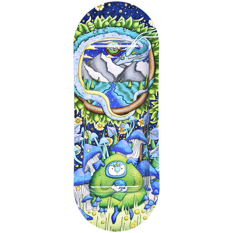 Pulsar SK8Tray Rolling Tray with vibrant, psychedelic art design, front view, 7.25"x19.75", durable metal build