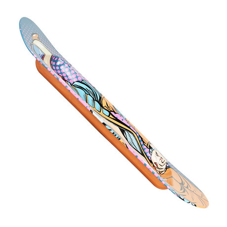 Pulsar SK8Tray Metal Rolling Tray with Vibrant 3D Zero-G Strip Design, 7.25"x19.75", Angled View