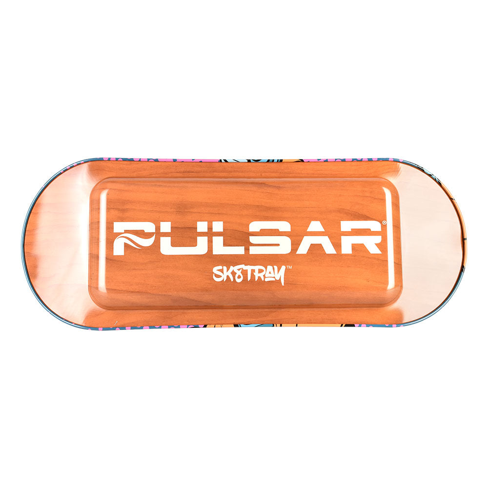 Pulsar SK8Tray Metal Rolling Tray with 3D Lid, Large Size, Top View on White Background
