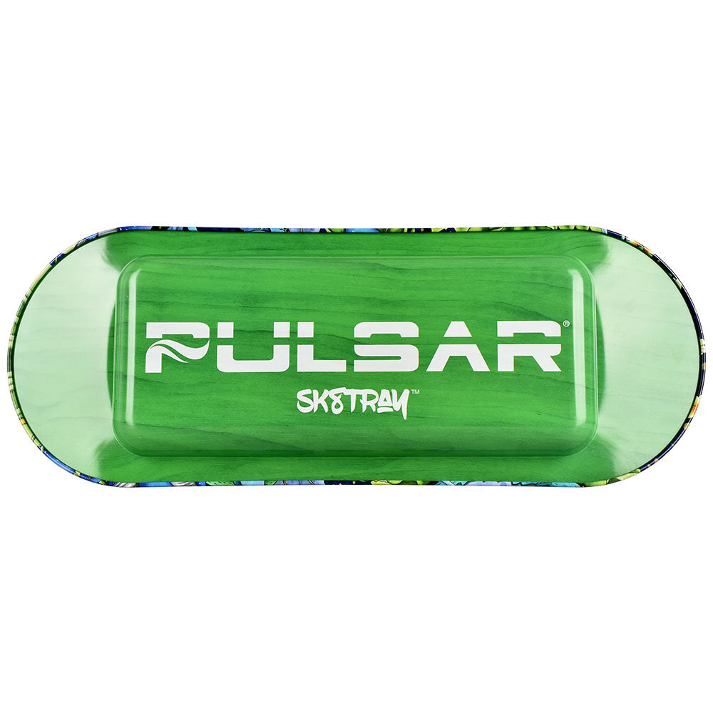 Pulsar SK8Tray Metal Rolling Tray with 3D Lid, Large Size, Top View on White Background