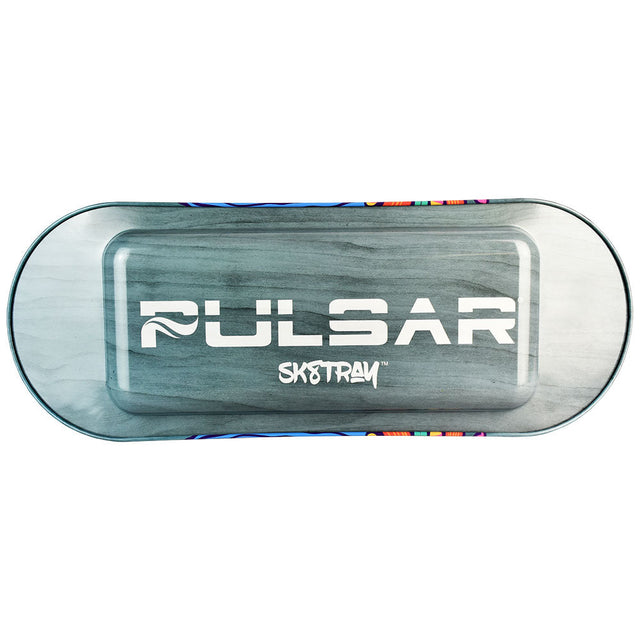 Pulsar SK8Tray Metal Rolling Tray with Lid - Trippin' Design, Top View, Heavy Wall