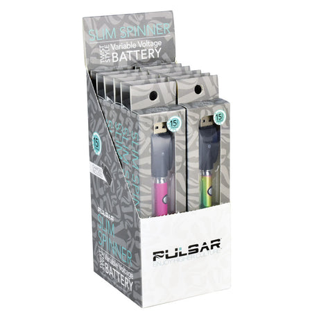 Pulsar Slim Spinner VV Battery 12 Pack Display, Assorted Colors, For Vaporizers