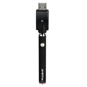 Pulsar Slim Spinner VV Twist Battery in Black, 400mAh, Glass on Glass joint, USB charger included, front view