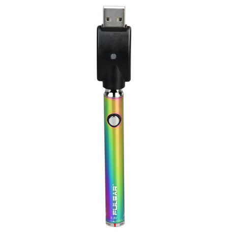 Pulsar Slim Spinner VV Twist Battery in Rainbow, 400mAh, USB Charger Attached, Front View