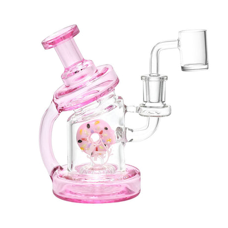 Pulsar Smoking Donuts Dab Rig, 6", 14mm Female in Pink, Borosilicate Glass, Front View