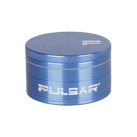 Pulsar Solid Top Aluminum Grinder in Blue, 4pc set, durable metal construction, front view on white background