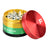 Pulsar Solid Top Aluminum Grinder in Rasta colors, 4-piece design, side view with open chamber