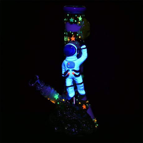 Pulsar Spaceman Beaker Water Pipe, 10 inches, 14mm Female Joint, Glow-in-the-Dark Design
