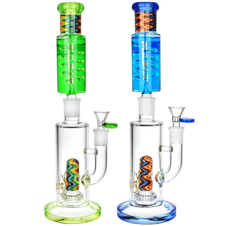 Pulsar Stackable Glycerin Water Pipes in Black, 12.75" tall with 14mm joint, front view on white background