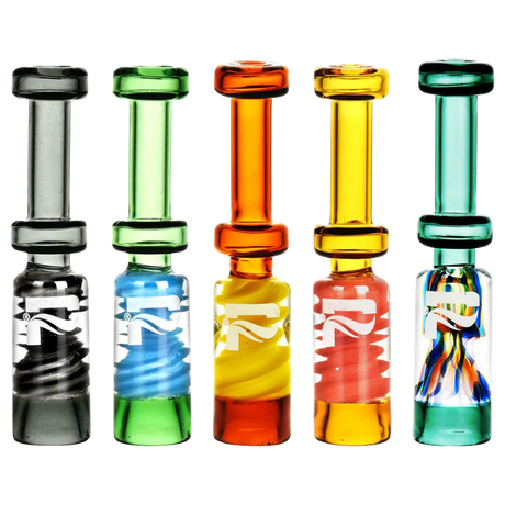Pulsar Stacked Trippy Chillum collection, compact borosilicate glass pipes for dry herbs