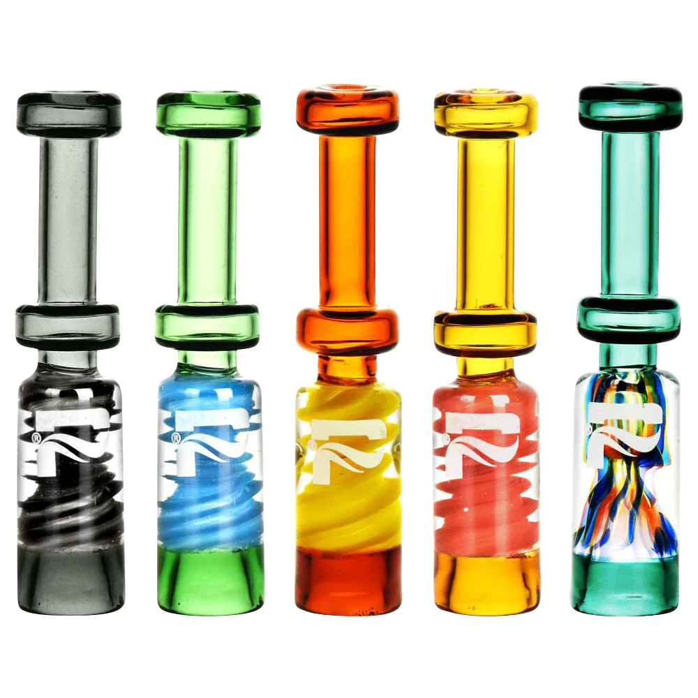 Pulsar Stacked Trippy Chillum collection, compact borosilicate glass pipes for dry herbs