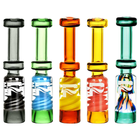 Pulsar Stacked Trippy Chillum collection, compact borosilicate glass pipes for dry herbs